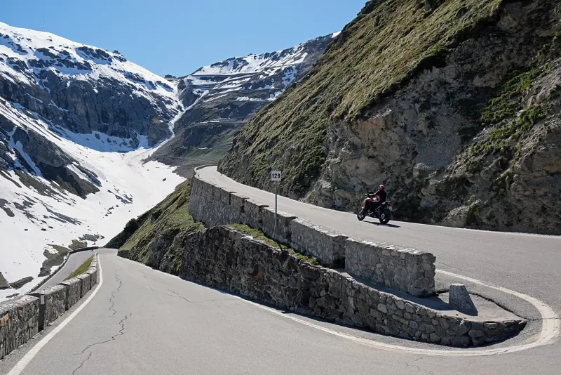 The hairpins of the Stelvio Pass, an Alps road trip from Switzerland