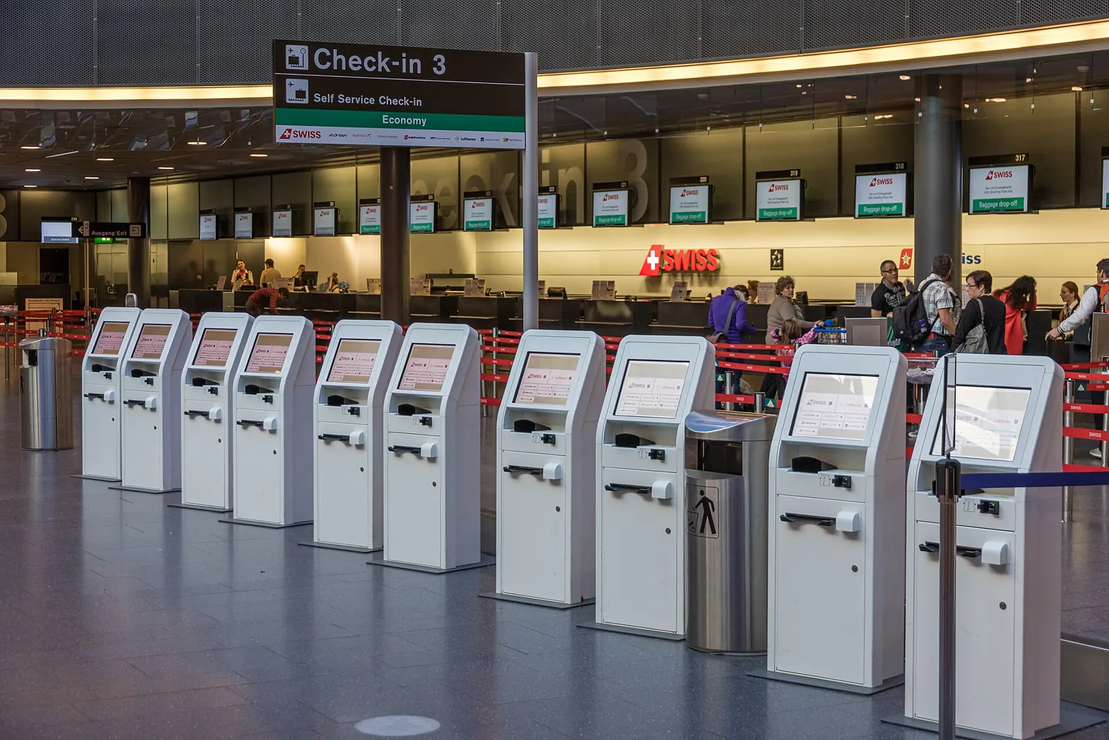 Zurich Airport, where many budget and airport hotels are close to the terminals