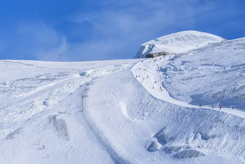 Skiing below the Matterhorn in Zermatt