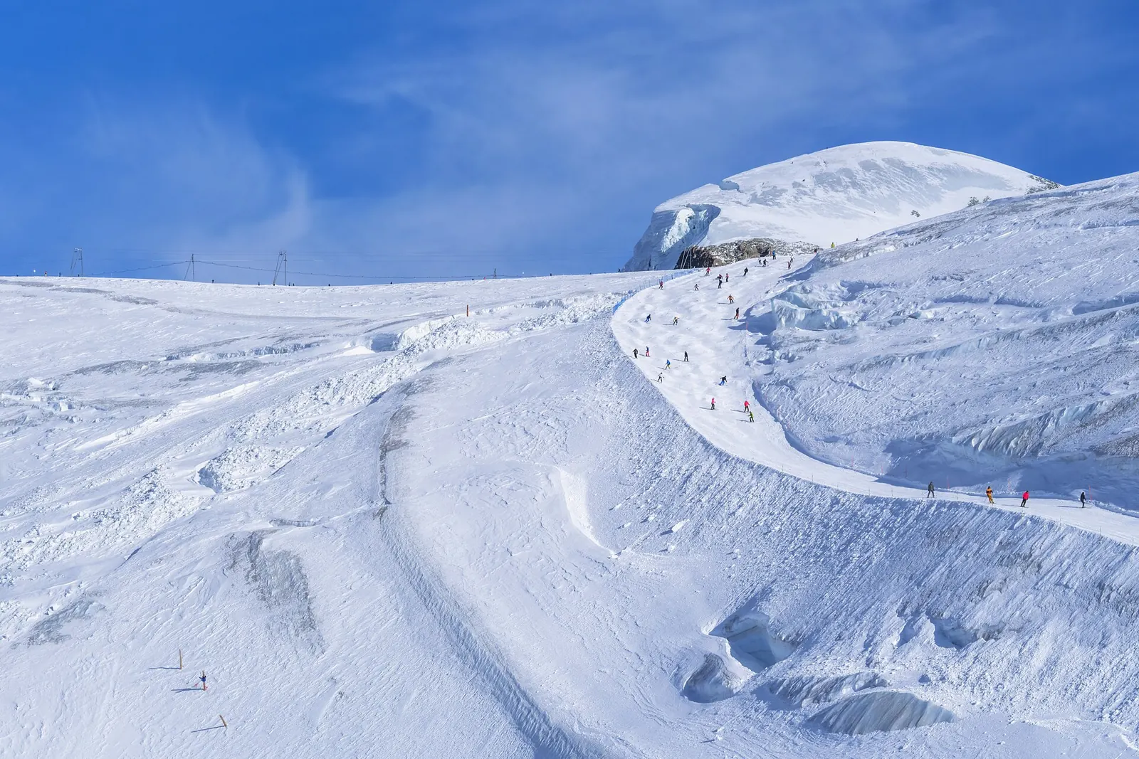 Skiing below the Matterhorn in Zermatt