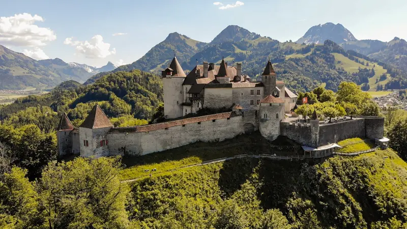 The medieval town of Gruyères, Fribourg