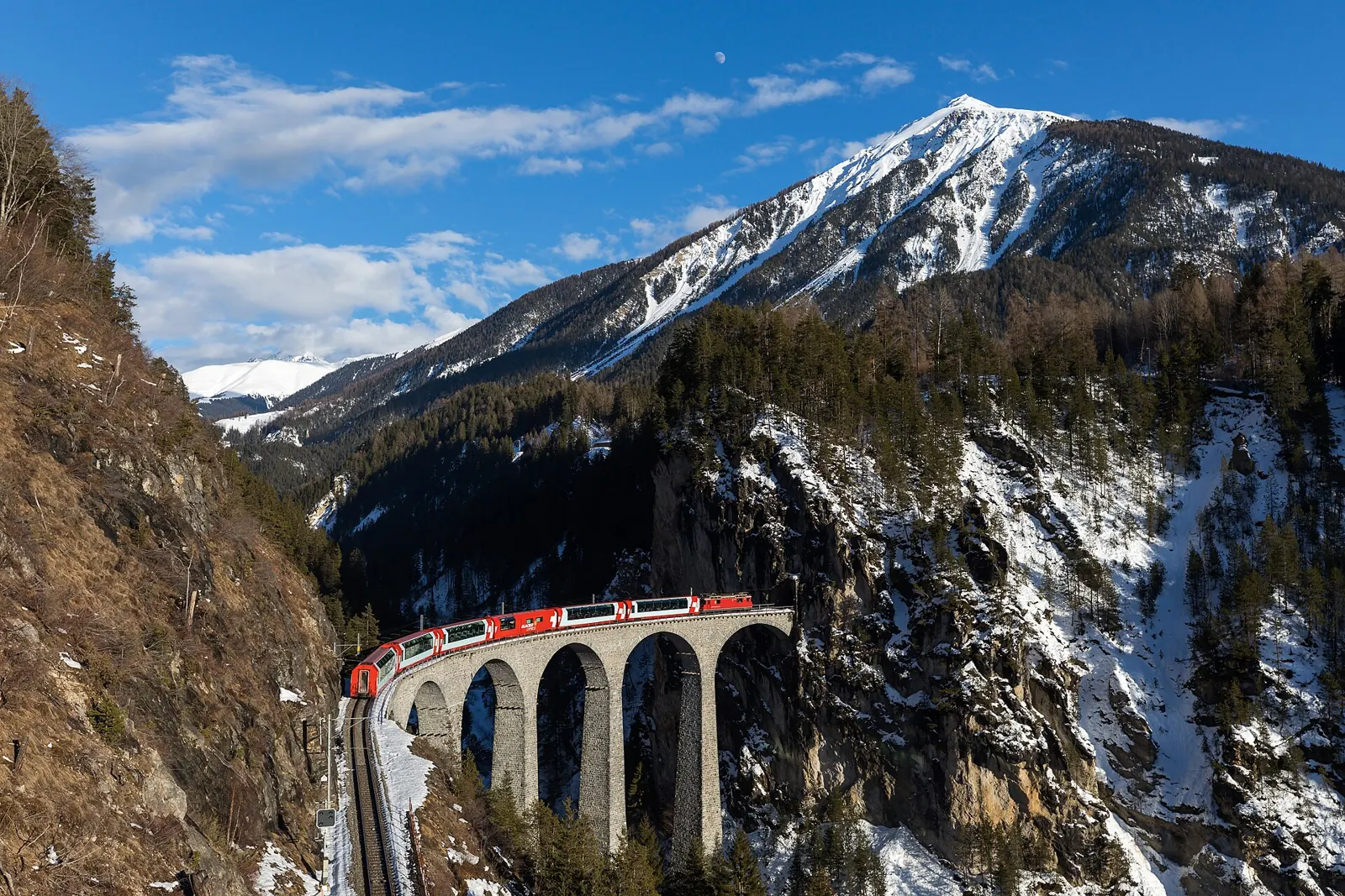 Glacier Express crossing the Landwasser Viaduct