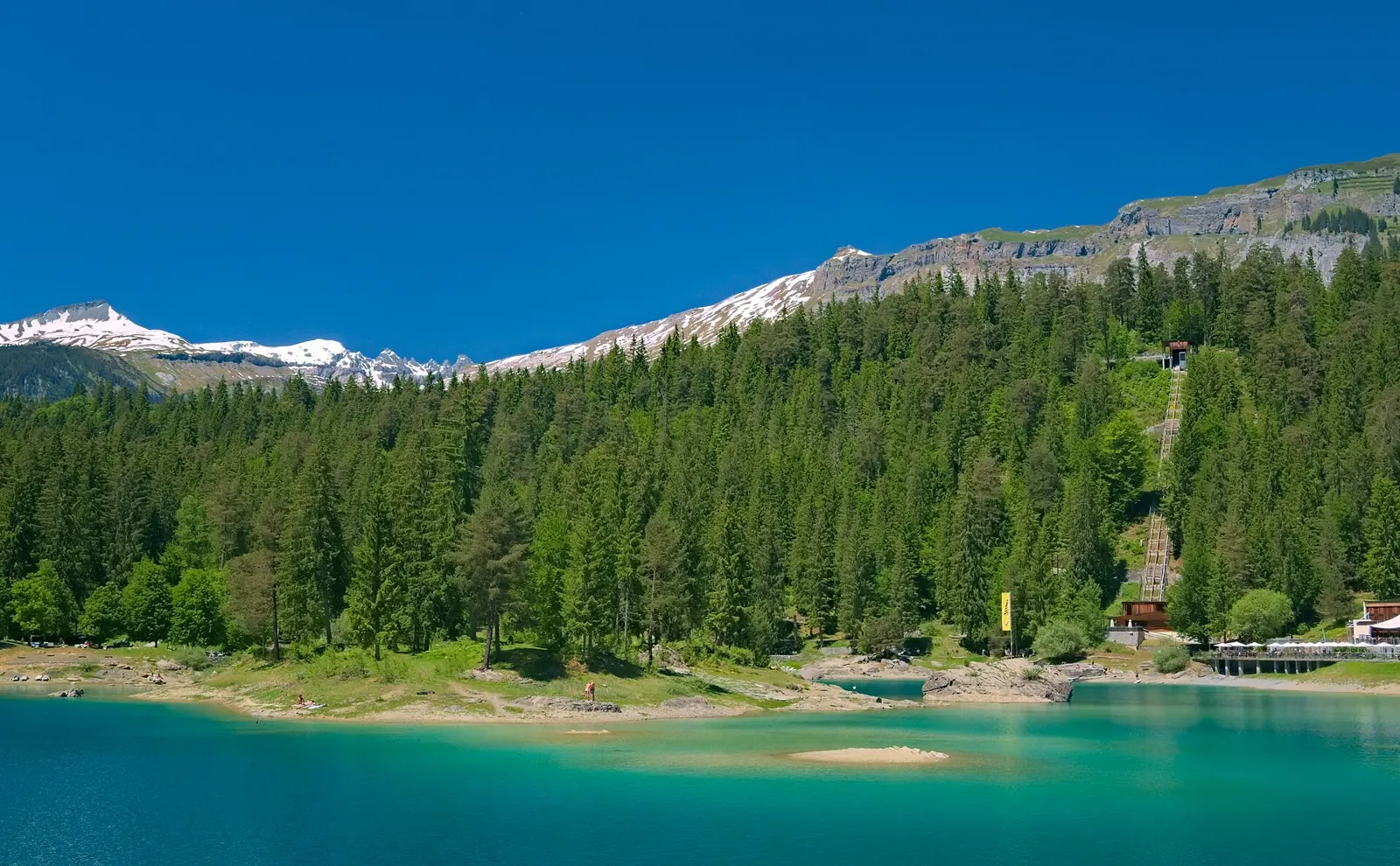 Caumasee lake near Flims, a summer stop on the Grand Tour of Switzerland