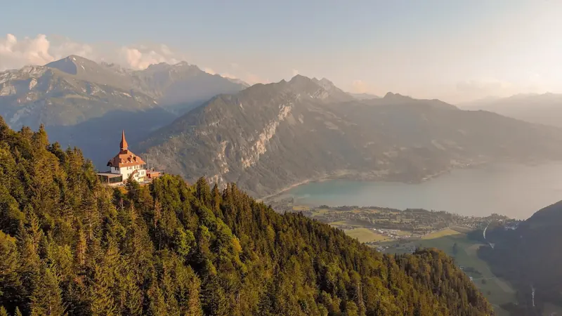 View over Interlaken and its two lakes from Harder Kulm