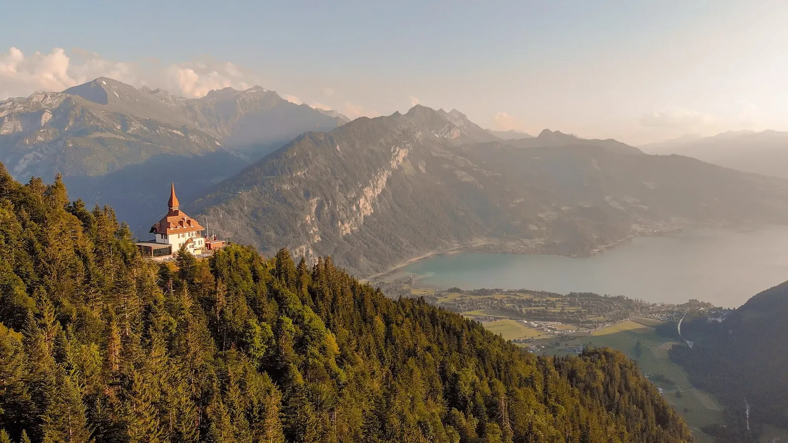 View over Interlaken and its two lakes from Harder Kulm