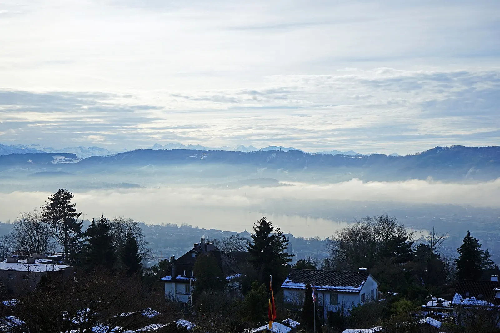 Lake Zurich with the Alps behind