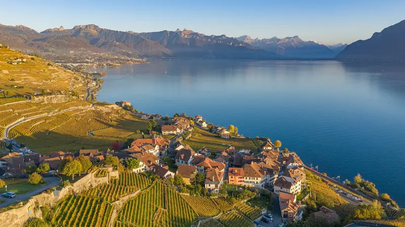 Lavaux vineyard terraces above Lake Geneva