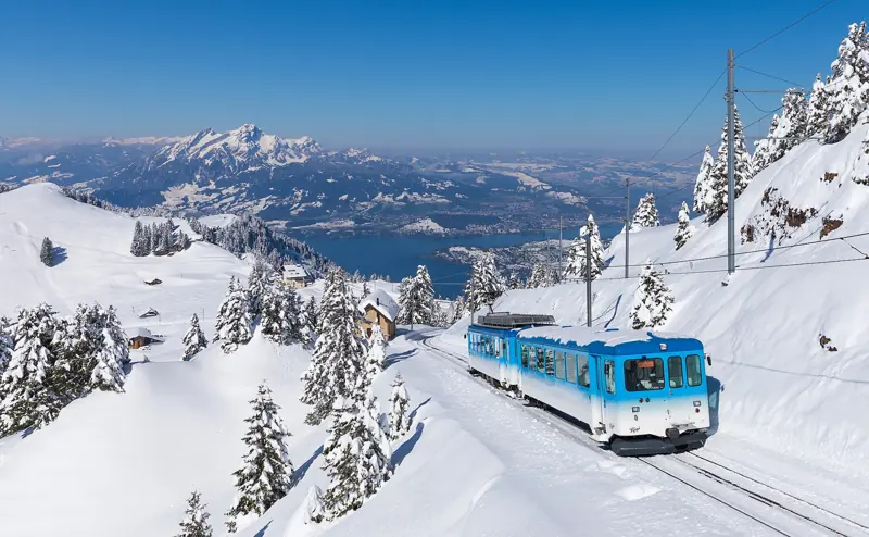 View from Rigi Kulm over Lake Lucerne and the Alps
