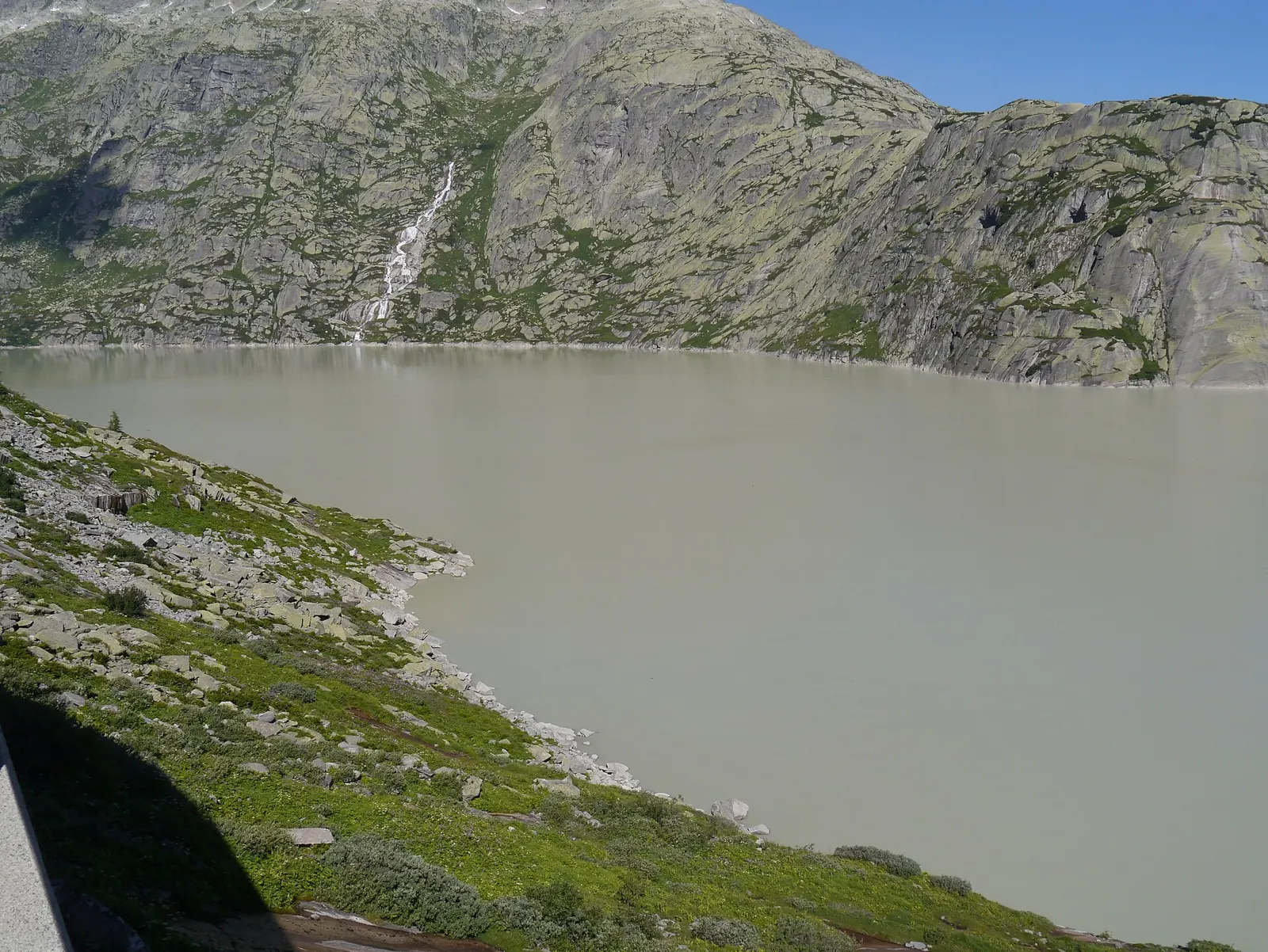 Grimsel Pass road and dam lakes in the Swiss Alps
