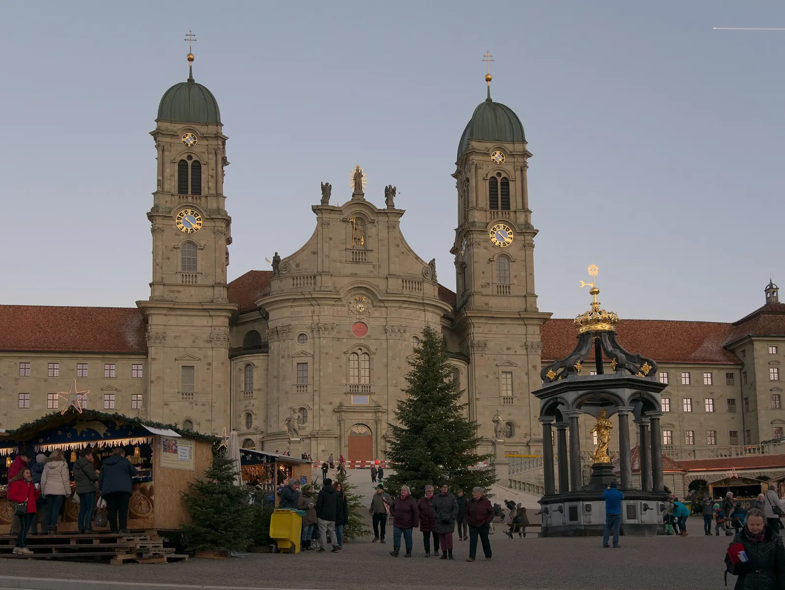Christmas market in front of Einsiedeln Abbey
