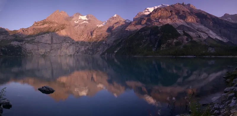 Switzerland in July: the Oeschinensee above Kandersteg on a summer evening