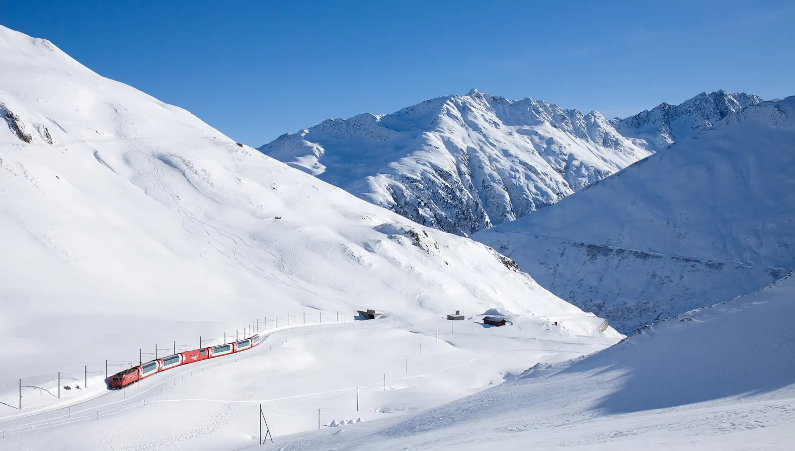 Glacier Express train in the snow