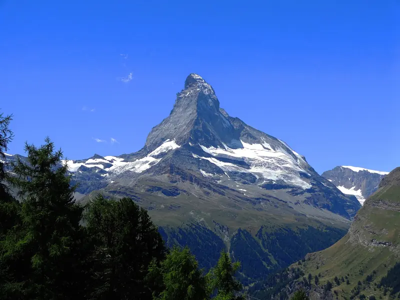 The Matterhorn above Zermatt in summer, the last stop of a summer itinerary