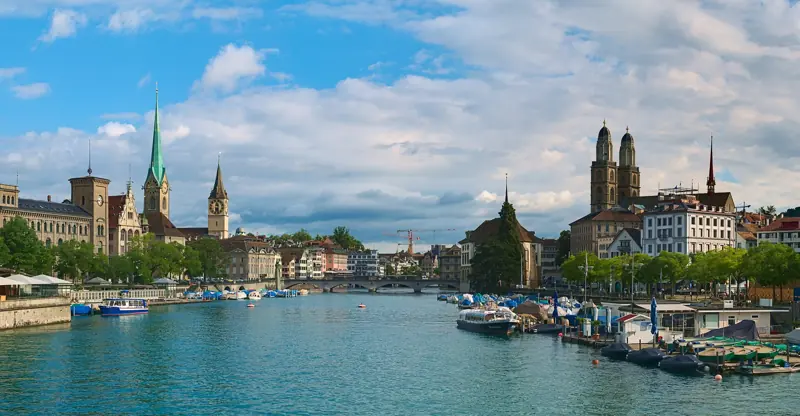 The Grossmünster and the Limmat river in Zurich's old town