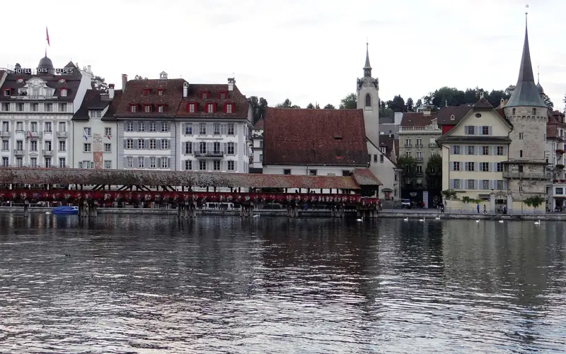 Where to stay in Lucerne: the Chapel Bridge and the old town on the Reuss