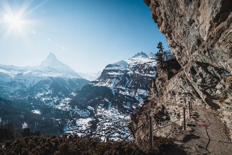 Zermatt village with the Matterhorn rising above the rooftops