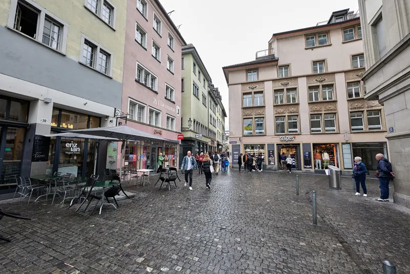 The Niederdorf lanes in Zurich's old town, the best area to stay