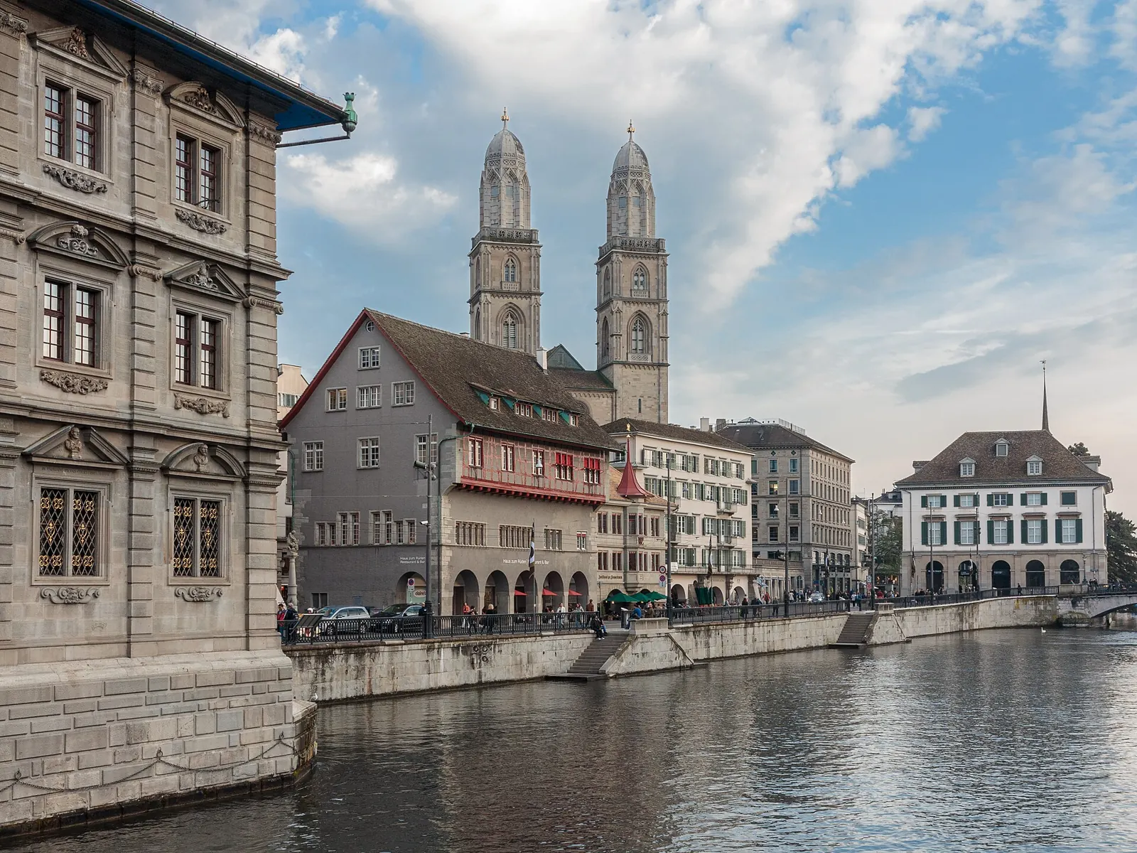 Hotels along the Limmatquai in central Zurich